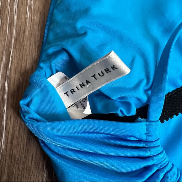 Trina Turk Monaco Solid Plunge one piece swimsuit Adriatic Blue turquoise 6 8 10 - Picture 9 of 11